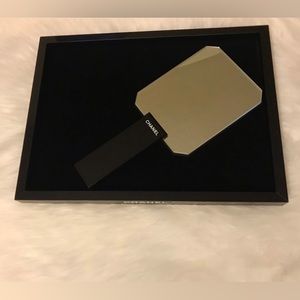 Chanel Black Cosmetic Tray & Hand held mirror